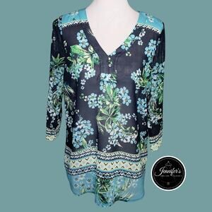 J. Jill Floral Women's Blue Floral Sheer Tunic or Cover Up